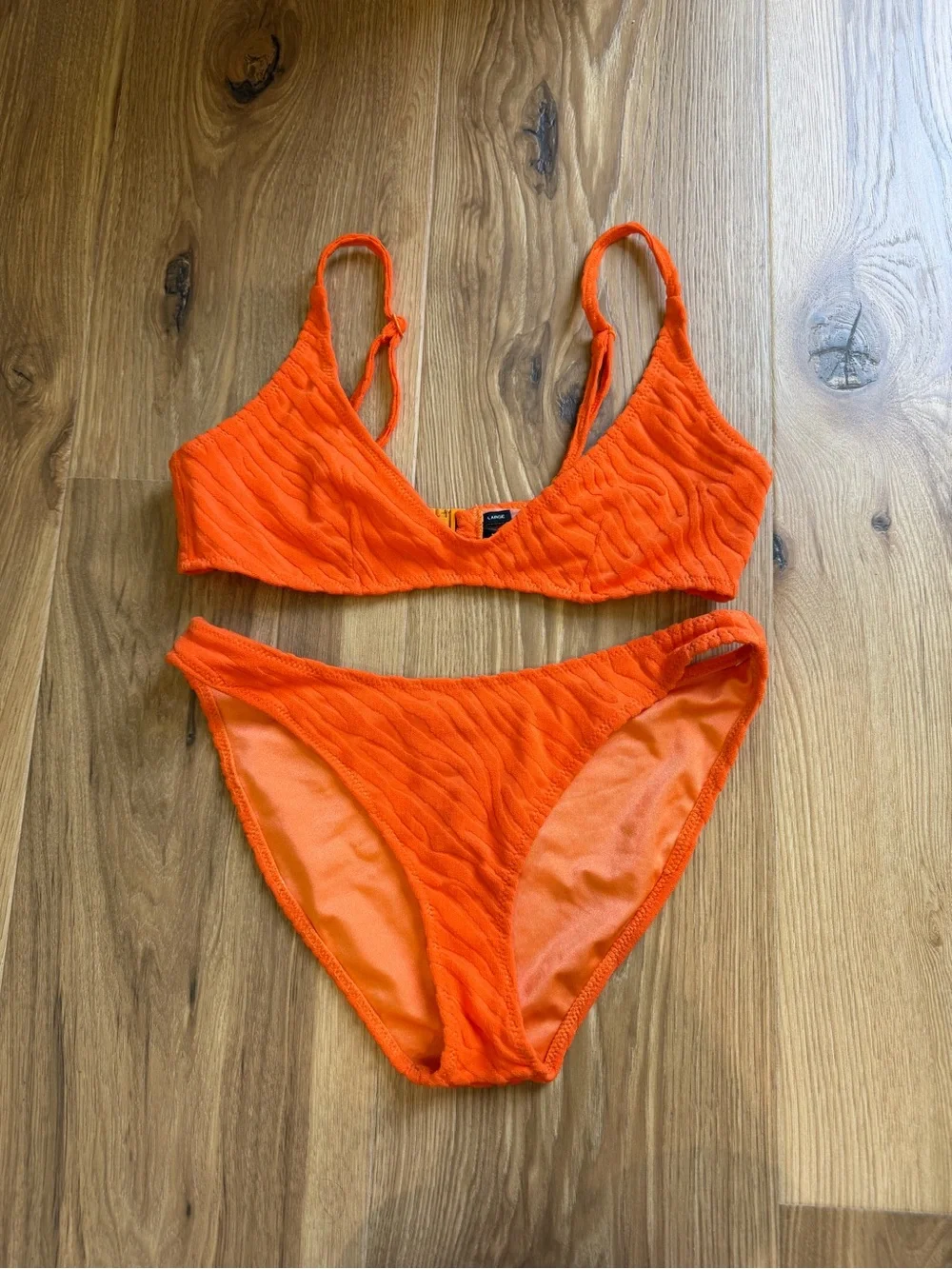 triangl swimwear Orange Textured Two-Piece Bikini Set